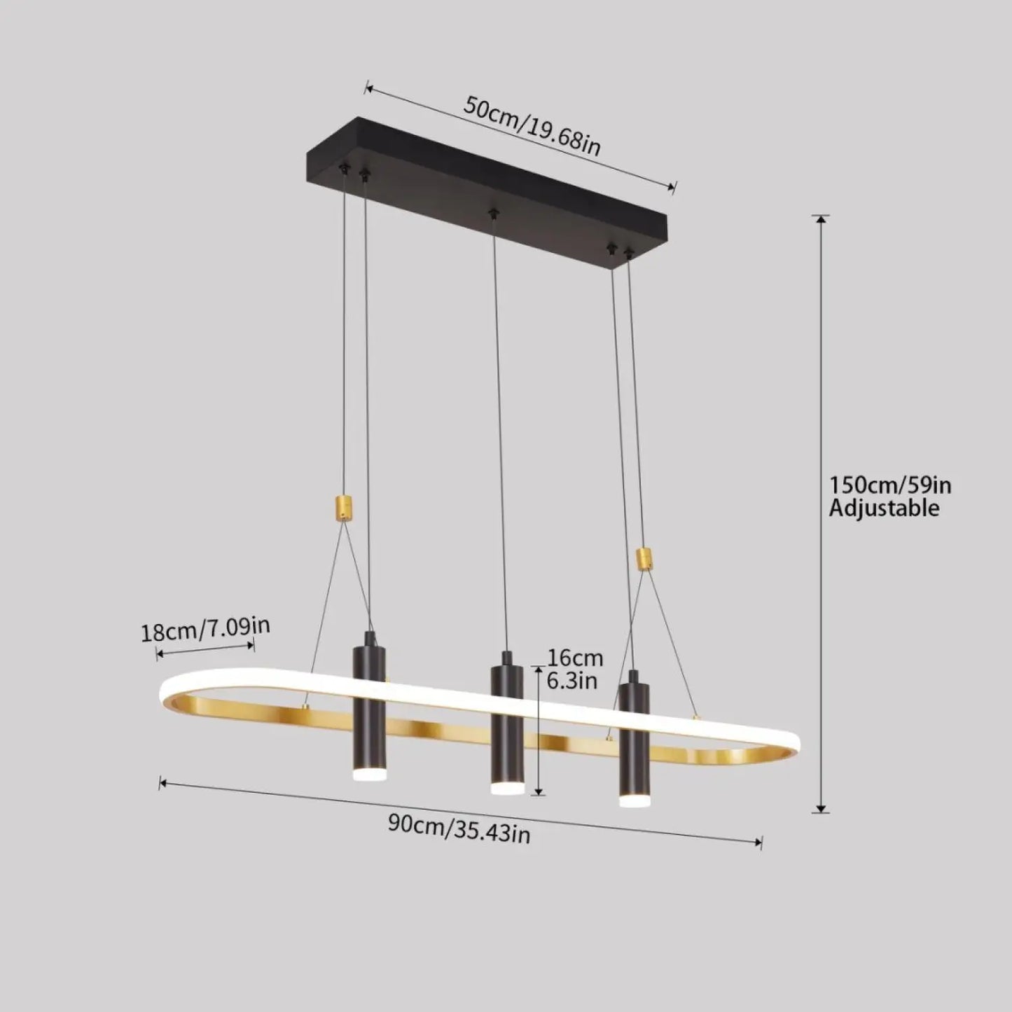 Aluminum Kitchen Island Pendant Lights with 4 LED Lamps
