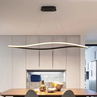 DecorBites™ Aluminum Leaf Drop Pendant LED Island Lamp - Simplicity Black/White, Warm/White Light - 31.5"/39" Wide