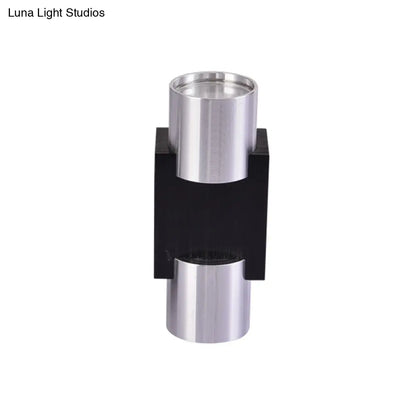 DecorBites™ Aluminum LED Disco Pub Wall Light Fixture - Compact 3"/4.5" H | Silver | Vibrant Blue/Yellow/Purple Lighting