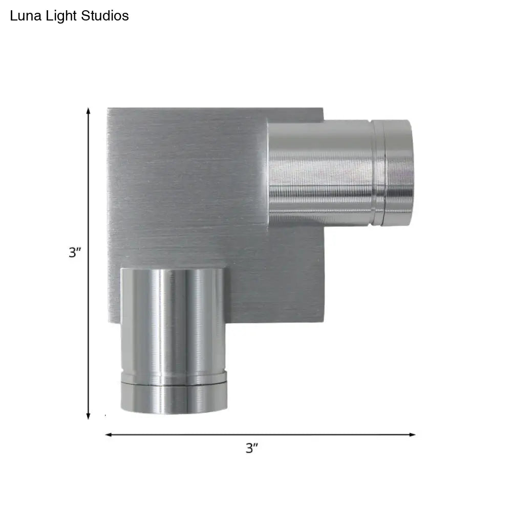 DecorBites™ Aluminum LED Sconce Tube 2-Sided Wall Light Fixture in Brushed Silver for Bedside with Yellow/Pink/Blue Light