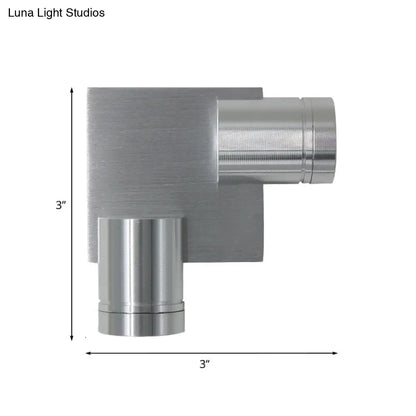DecorBites™ Aluminum LED Sconce Tube 2-Sided Wall Light Fixture in Brushed Silver for Bedside with Yellow/Pink/Blue Light