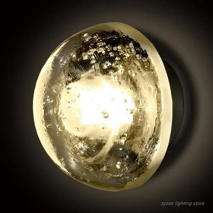 Amber and gold textured crystal led wall lamps bedroom sconce