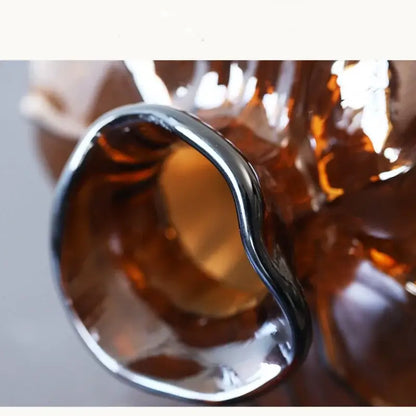 Amber brown wavy grain glass pumpkin vase living room decor