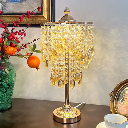 Amber & clear crystal glass table lamp for bedroom living room