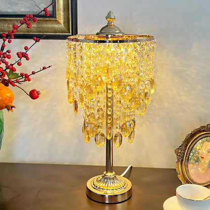 Amber & clear crystal glass table lamp for bedroom living room
