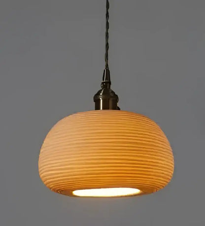 Amber & cream geometric glass pendant light for dining room