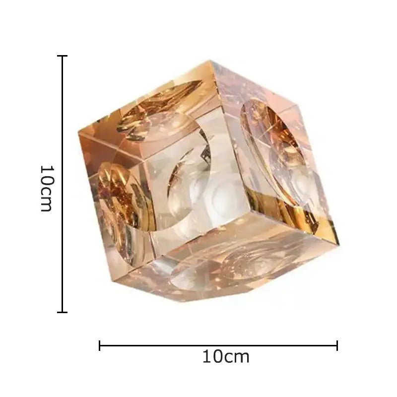 Amber crystal cube statue desk ornament – office decor