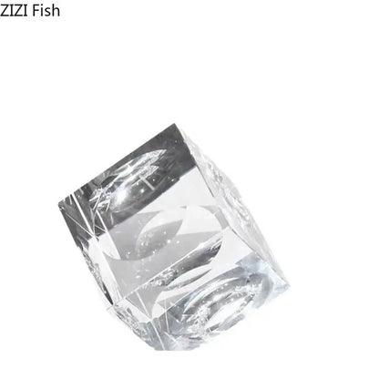 Amber crystal cube statue desk ornament – office decor