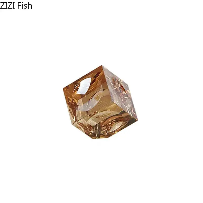 Amber crystal cube statue desk ornament – office decor