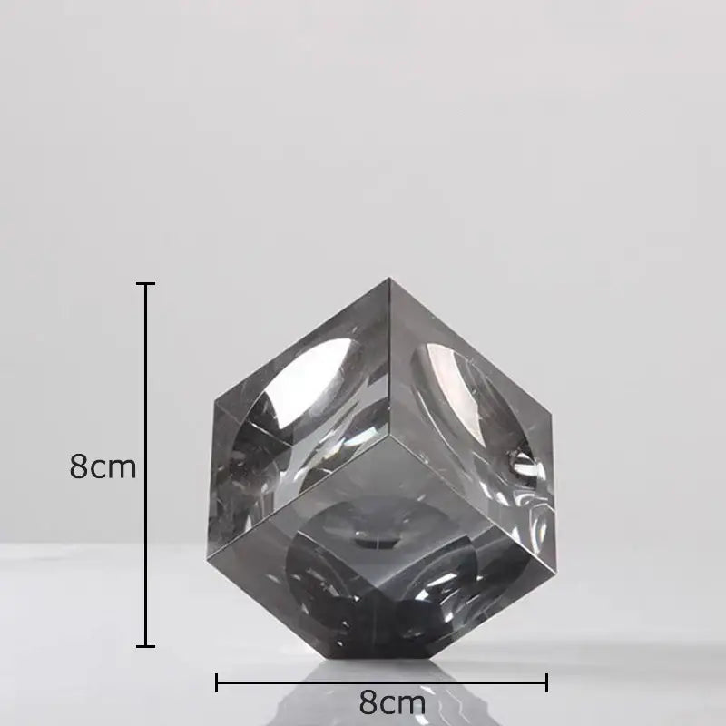 Amber crystal cube statue desk ornament – office decor