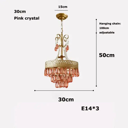 Amber crystal water drop chandelier dining room gold pendant light
