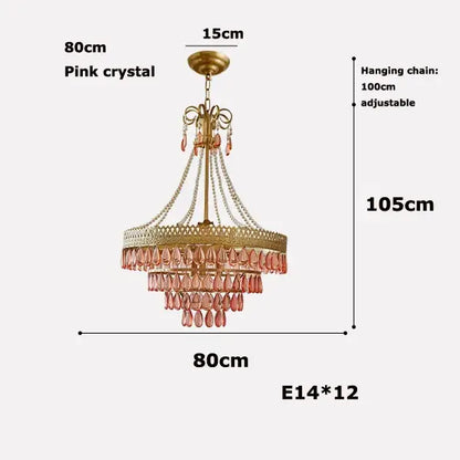 Amber crystal water drop chandelier dining room gold pendant light