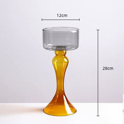 Amber geometric glass vase candle holder living room decor