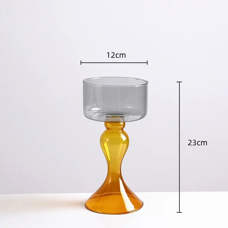 Amber geometric glass vase candle holder living room decor