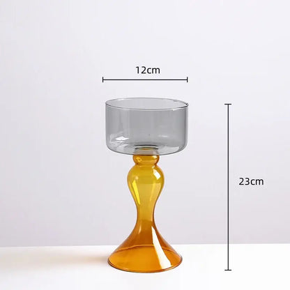 Amber geometric glass vase candle holder living room decor