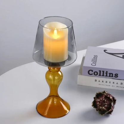 Amber geometric glass vase candle holder living room decor
