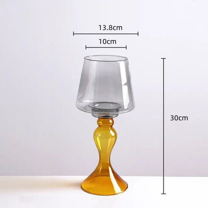 Amber geometric glass vase candle holder living room decor
