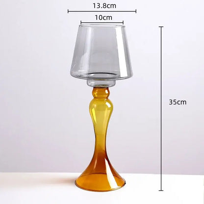 Amber geometric glass vase candle holder living room decor