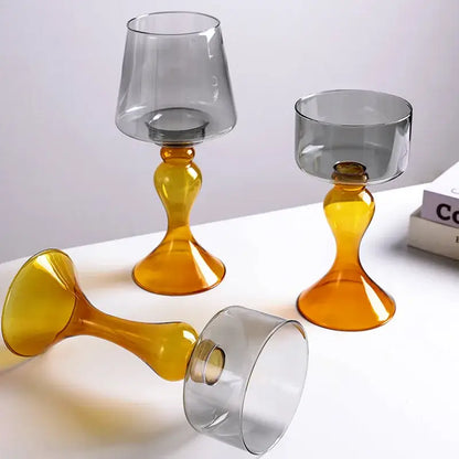 Amber geometric glass vase candle holder living room decor