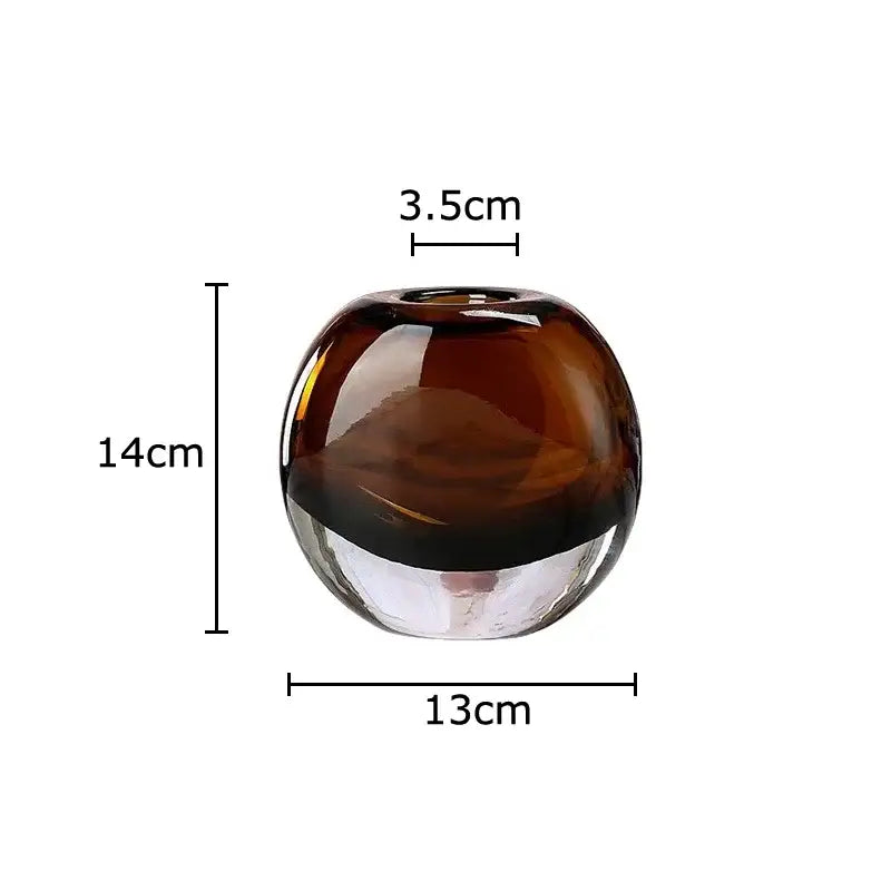 Amber delicate glass vase set for living room floral decor