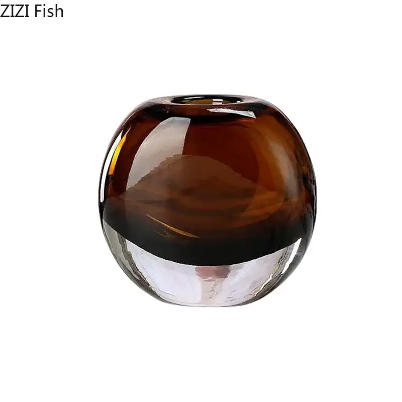 Amber delicate glass vase set for living room floral decor