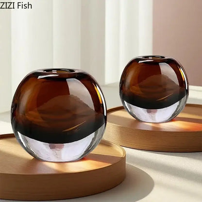 Amber delicate glass vase set for living room floral decor