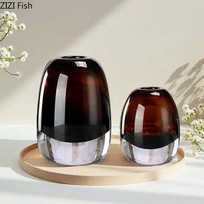 Amber delicate glass vase set for living room floral decor