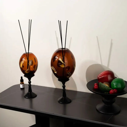 Amber geometric circle glass reed diffuser living room decor