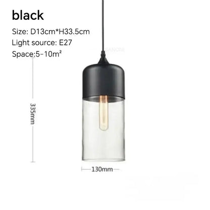Amber glass and natural wood pendant light fixture for dining room