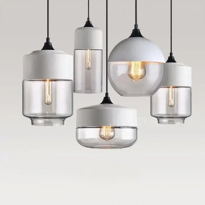 Amber glass and natural wood pendant light fixture for dining room