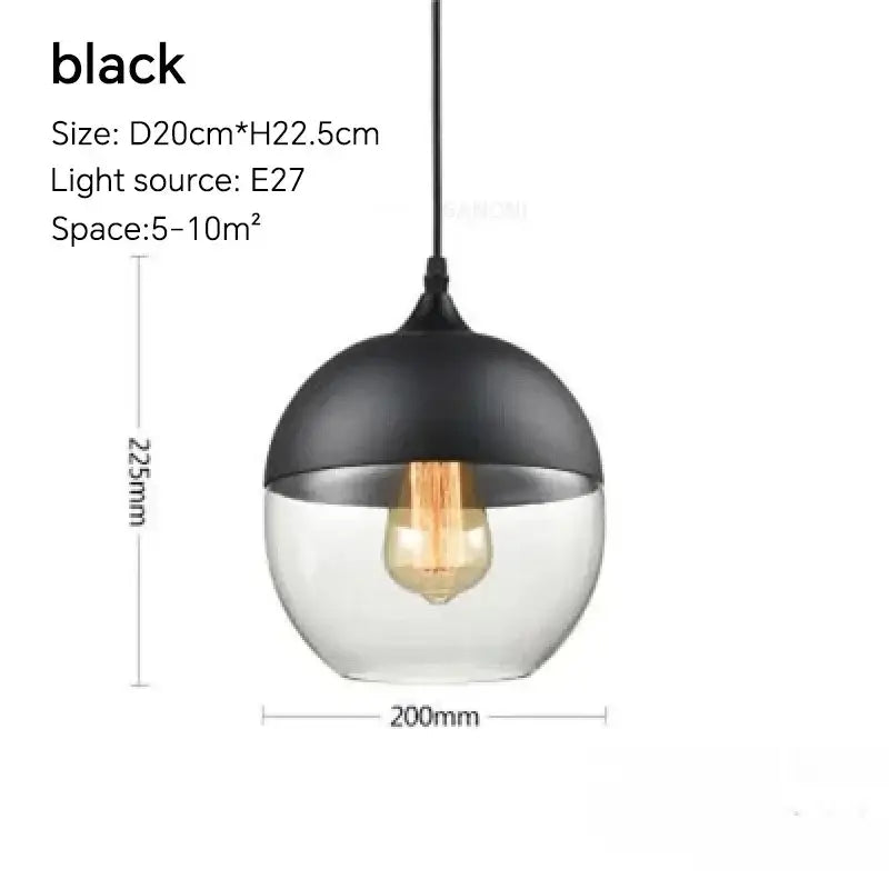 Amber glass and natural wood pendant light fixture for dining room