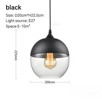 Amber glass and natural wood pendant light fixture for dining room