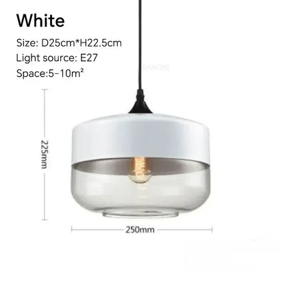 Amber glass and natural wood pendant light fixture for dining room