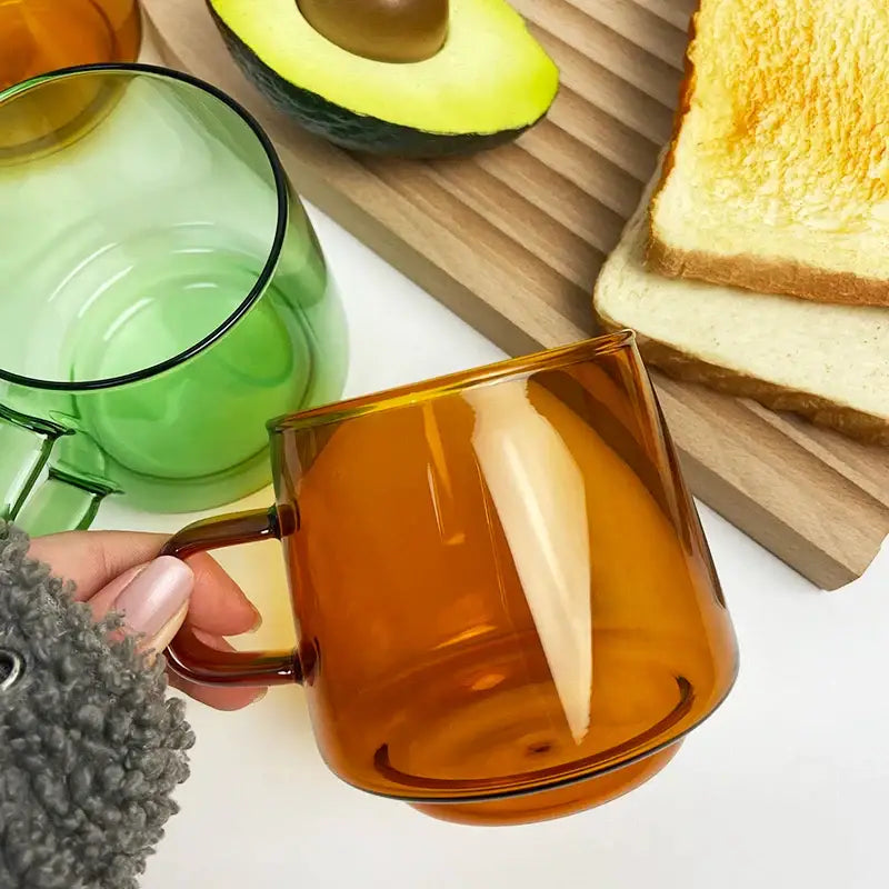 Amber glass coffee mug kitchen juice and tea cup