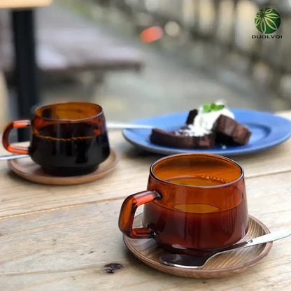 Amber glass coffee mug kitchen juice and tea cup