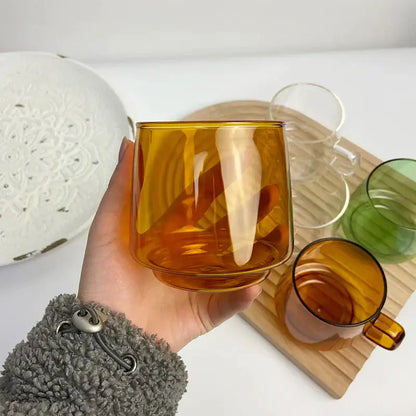Amber glass coffee mug kitchen juice and tea cup