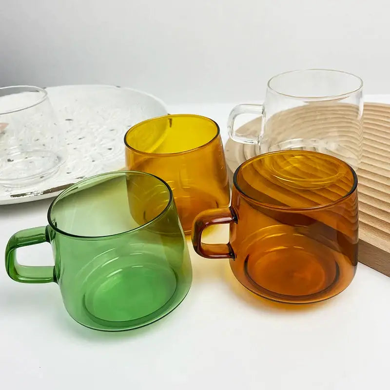Amber glass coffee mug kitchen juice and tea cup