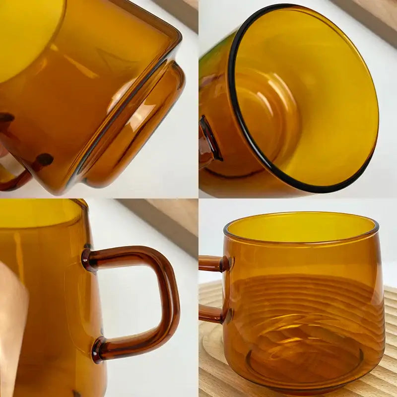 Amber glass coffee mug kitchen juice and tea cup