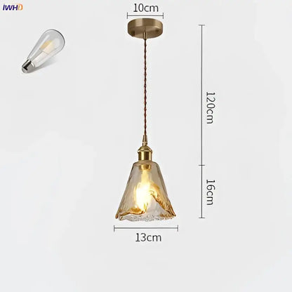 Amber glass copper pendant lights for dining room four piece set