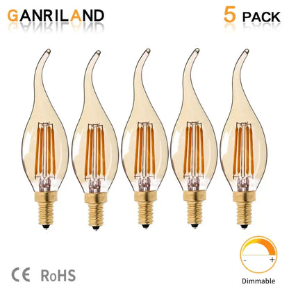 Amber glass dimmable led filament bulb 10 pack – dining room candle light
