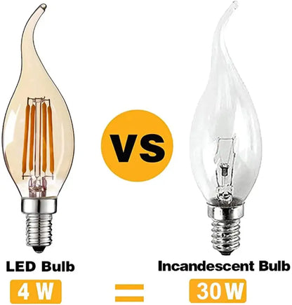 Amber glass dimmable led filament bulb 10 pack – dining room candle light