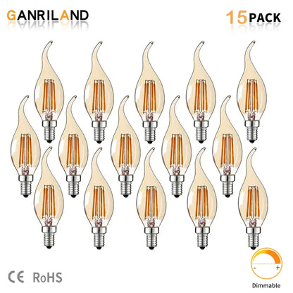 Amber glass dimmable led filament bulb 10 pack – dining room candle light