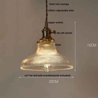 Amber glass led pendant lamp walnut & copper kitchen light