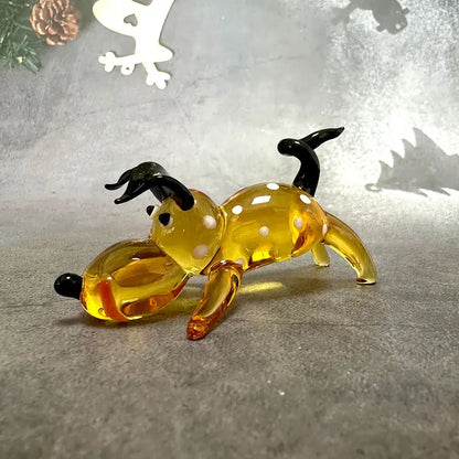 Amber & gold crystal cartoon puppy figurine bedroom decor