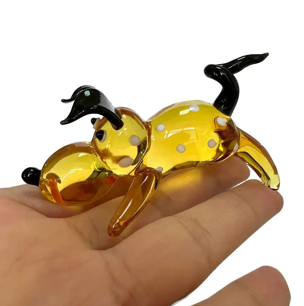 Amber & gold crystal cartoon puppy figurine bedroom decor