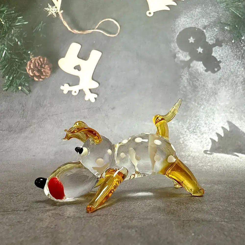 Amber & gold crystal cartoon puppy figurine bedroom decor