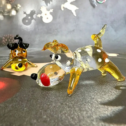 Amber & gold crystal cartoon puppy figurine bedroom decor