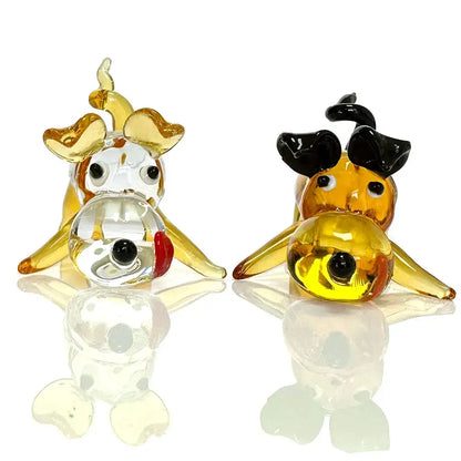 Amber & gold crystal cartoon puppy figurine bedroom decor