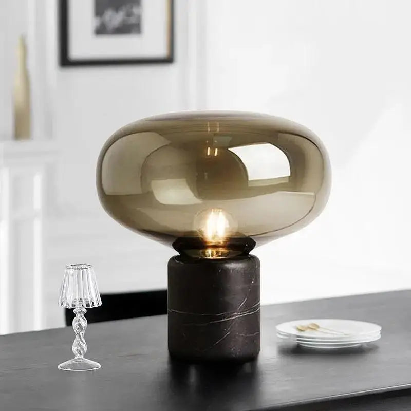 Modern amber glass nordic table lamp bedroom marble light