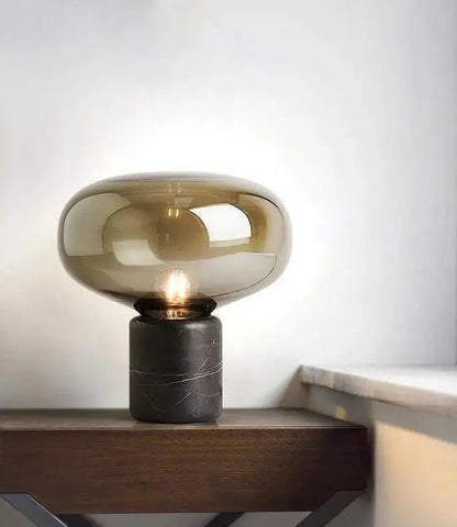 Modern amber glass nordic table lamp bedroom marble light